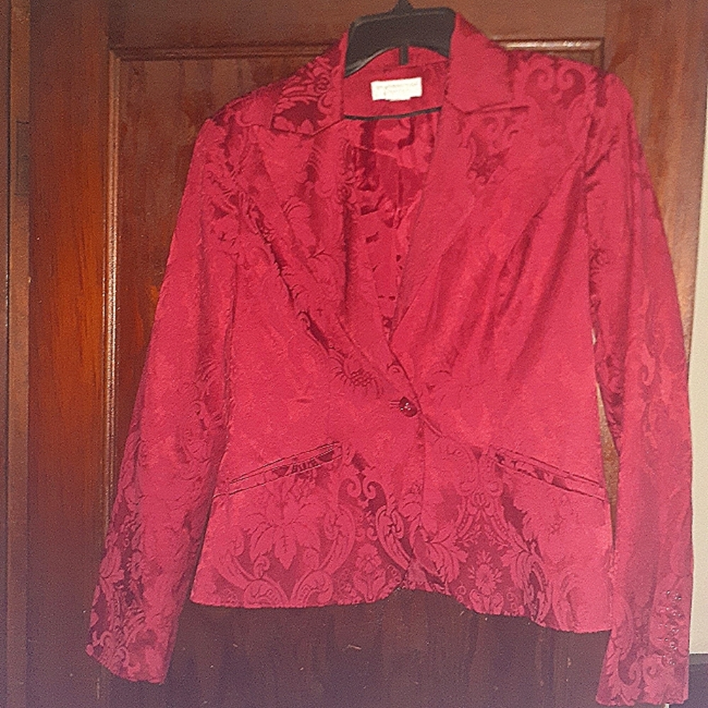 Red, Paisley Patterned Blazer - image 1
